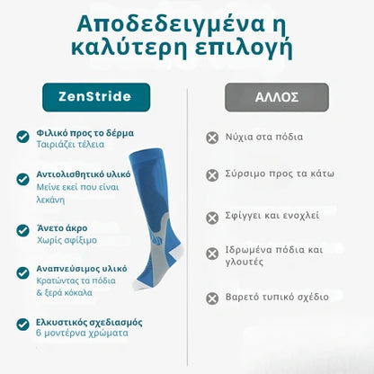 Zenstride® Αναπνεύσιμες κάλτσες συμπίεσης για πόδια και πέλματα χωρίς πόνο